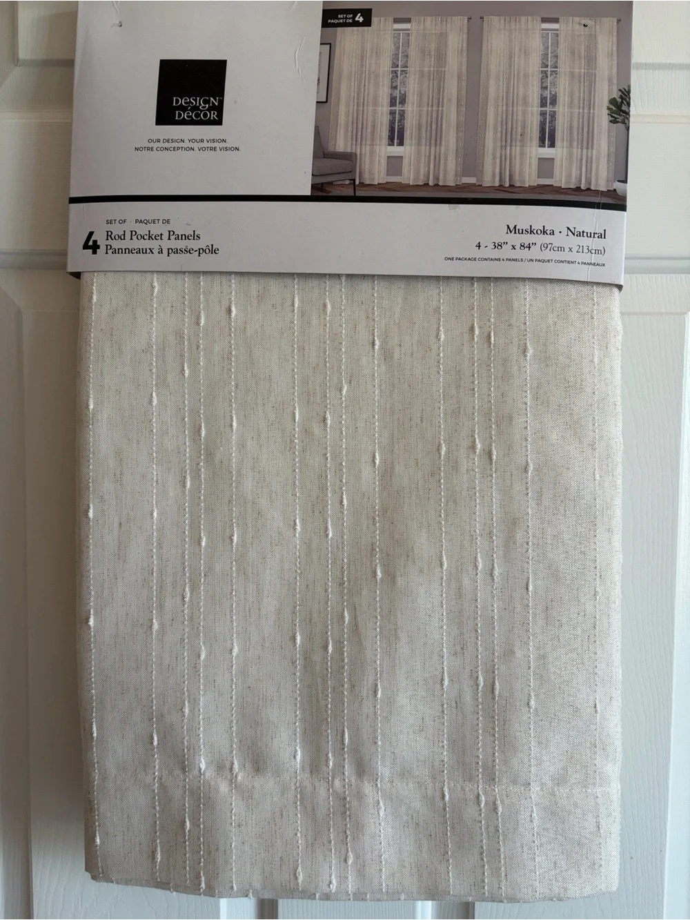 Design & Decor Muskoka-Natural Rod Pocket Panels - 4 panels